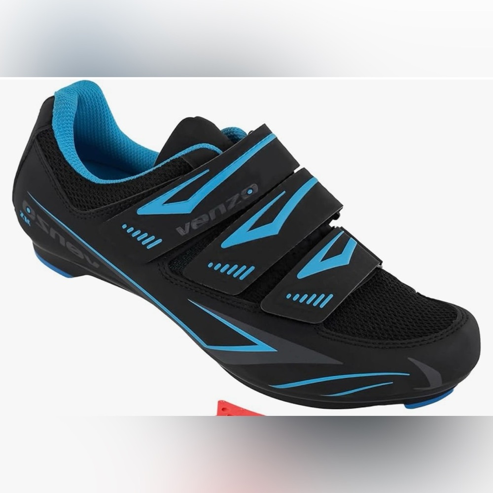 Venzo Women's Modern Cycling shoes, black and blue, women size 7.5, men size 6